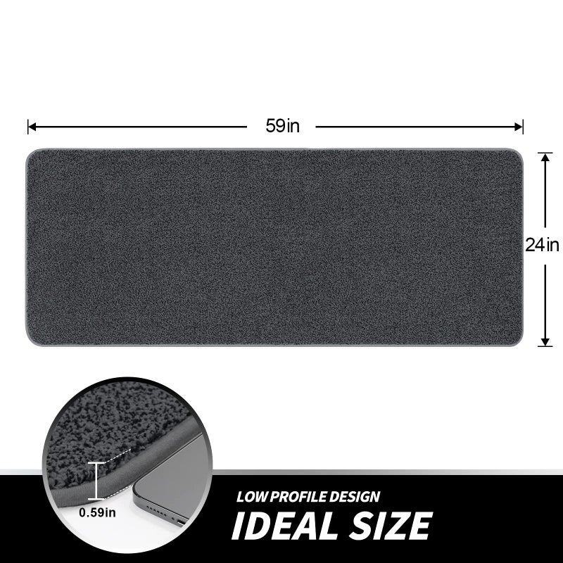 LINLA Indoor Doormat-Runner 59x24 Inches, Super Absorbs Mud, Washable & Non-Slip Clean Carpet for Front Door Doorways, Dirt Trapper Shoes Mat Scraper - Dark Gray - Image 2